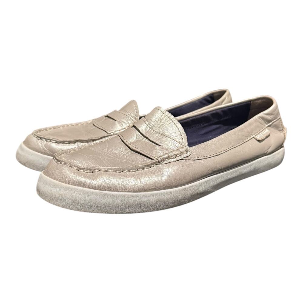 Cole Haan Nantucket Womens Penny Loafers Gold White D44640 Size 8 B